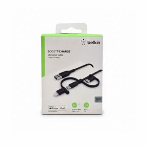 کابل تبدیل USB به USB-C/ لایتنینگ/ MicroUSB بلکین مدل CAC001bt1MBK BOOST طول 1 متر